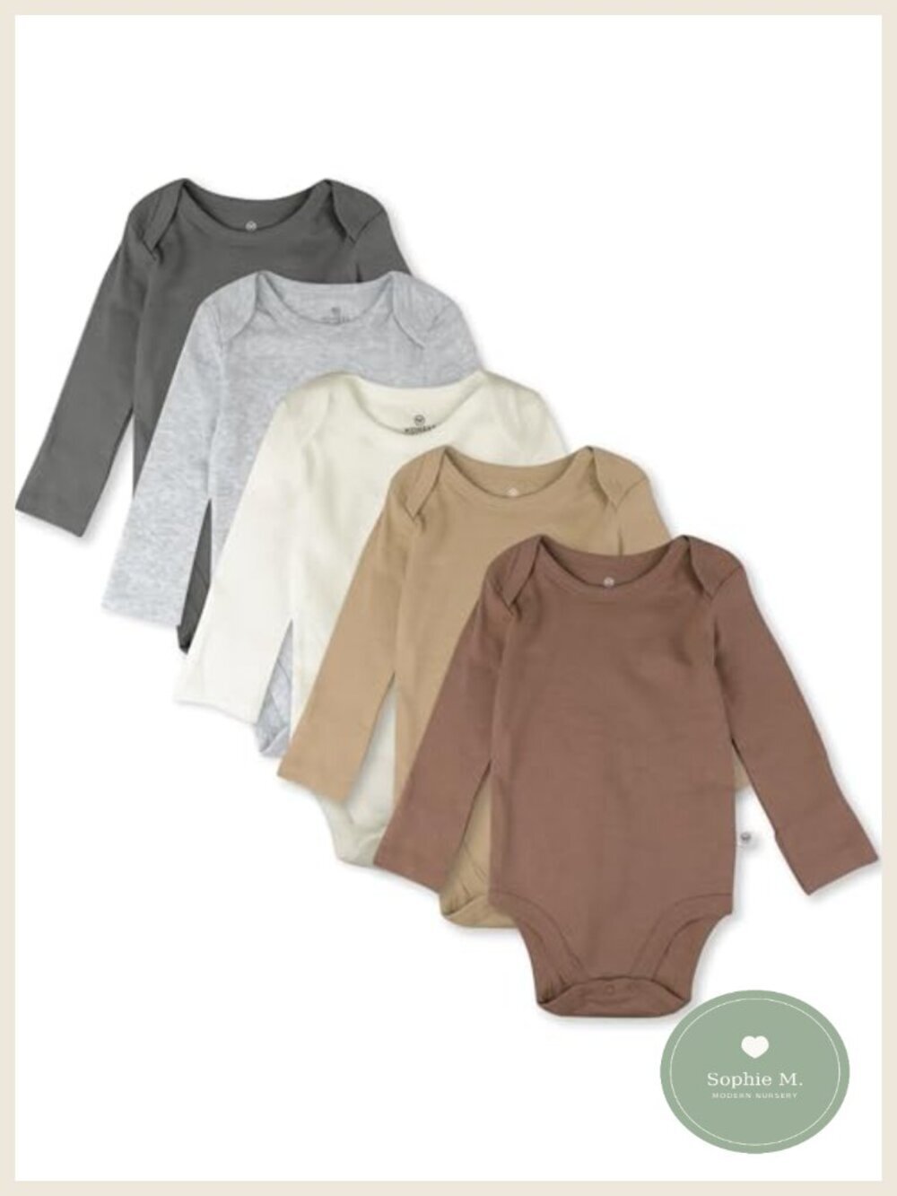 5-Pack Long Sleeve Organic Cotton Baby Bodysuits with Turn-Over Cuffs